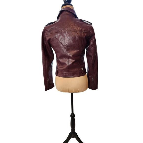 Shein Maroon Biker Style Crop Faux Leather Women's Jacket in Small - Picture 3 of 8